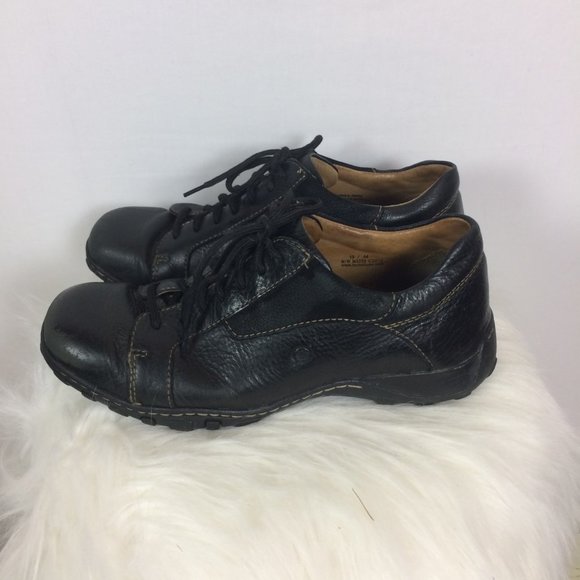 Born Mens Oxford Shoes Black Leather Square Toe Low Top Lace Up 10M - Picture 2 of 10